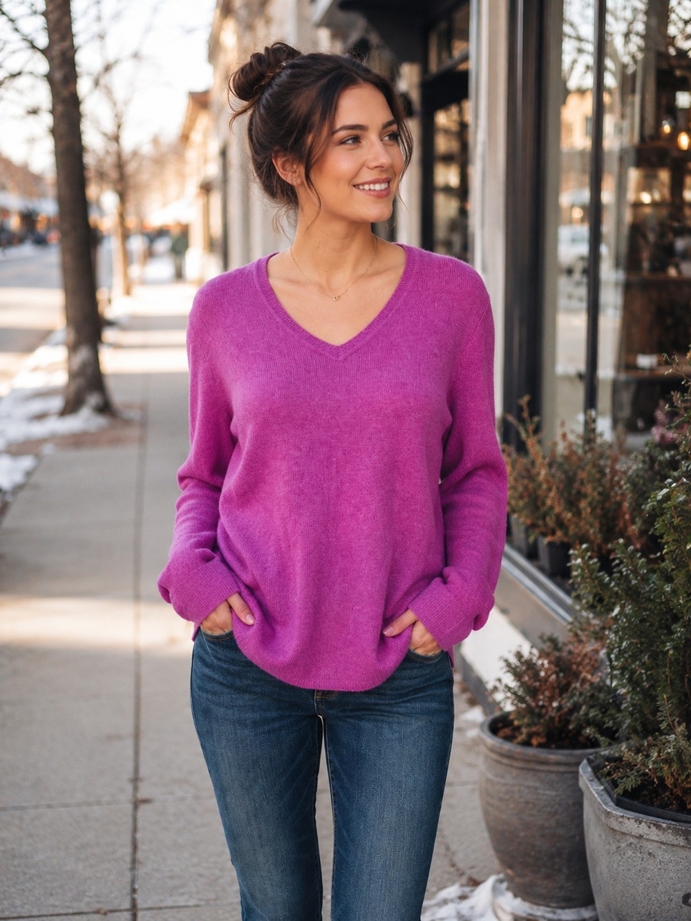 Charter Club 100% Cashmere Pink V Neck Sweater Women’s XL